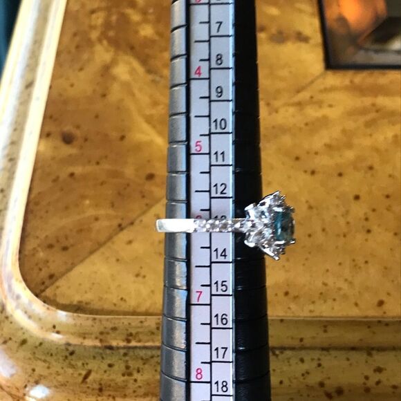 Natural Blue Zircon Sterling Silver Ring Size 6 - Picture 8 of 8